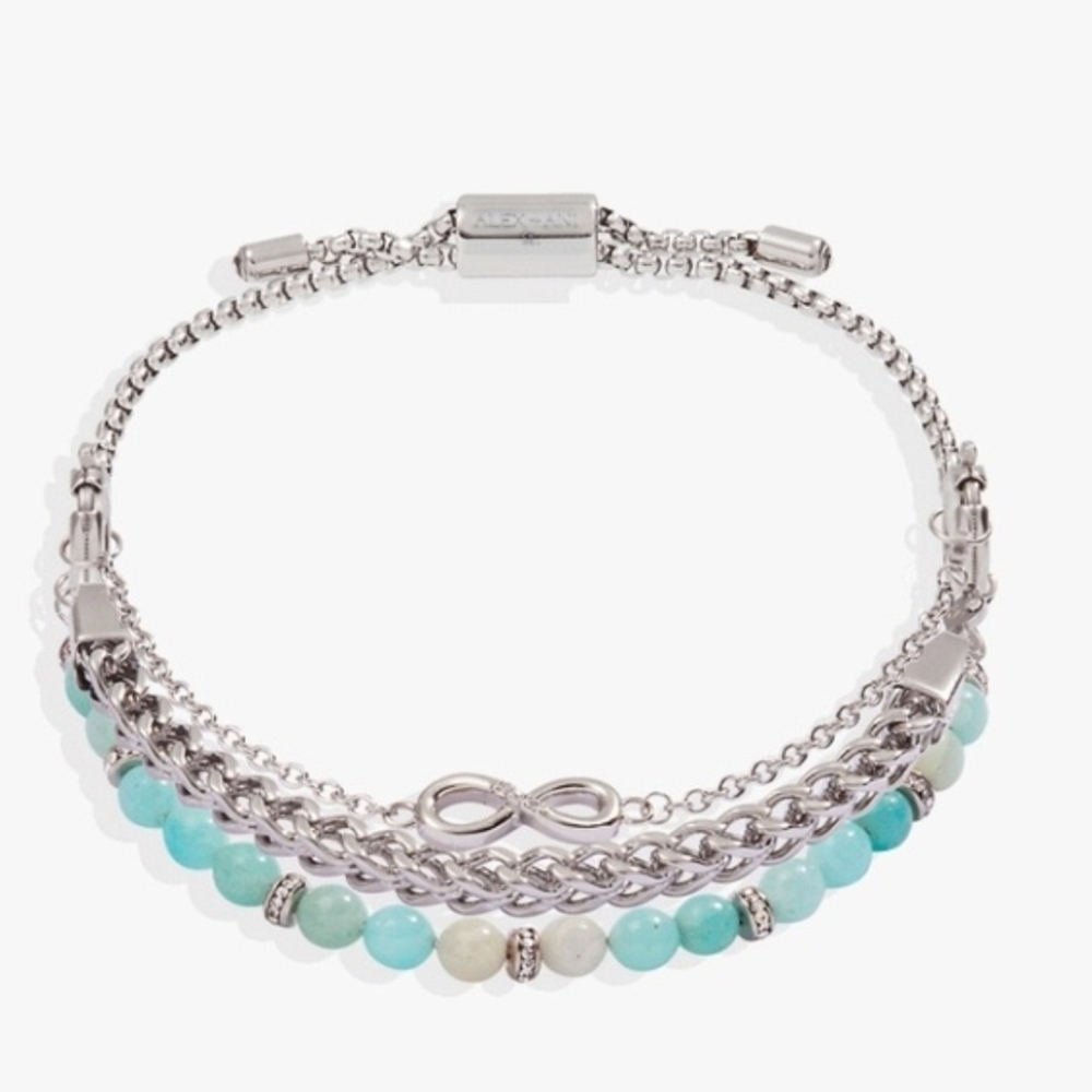 ALEX + ANI NWT Infinity Stranded Bracelet Set in Stainless Steel Silver